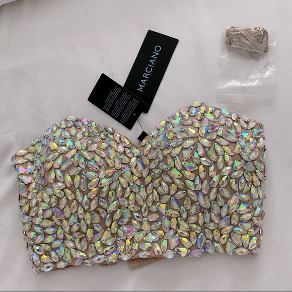 Marciano embellished crystal bustier xs NWT nude - Picture 1 of 15